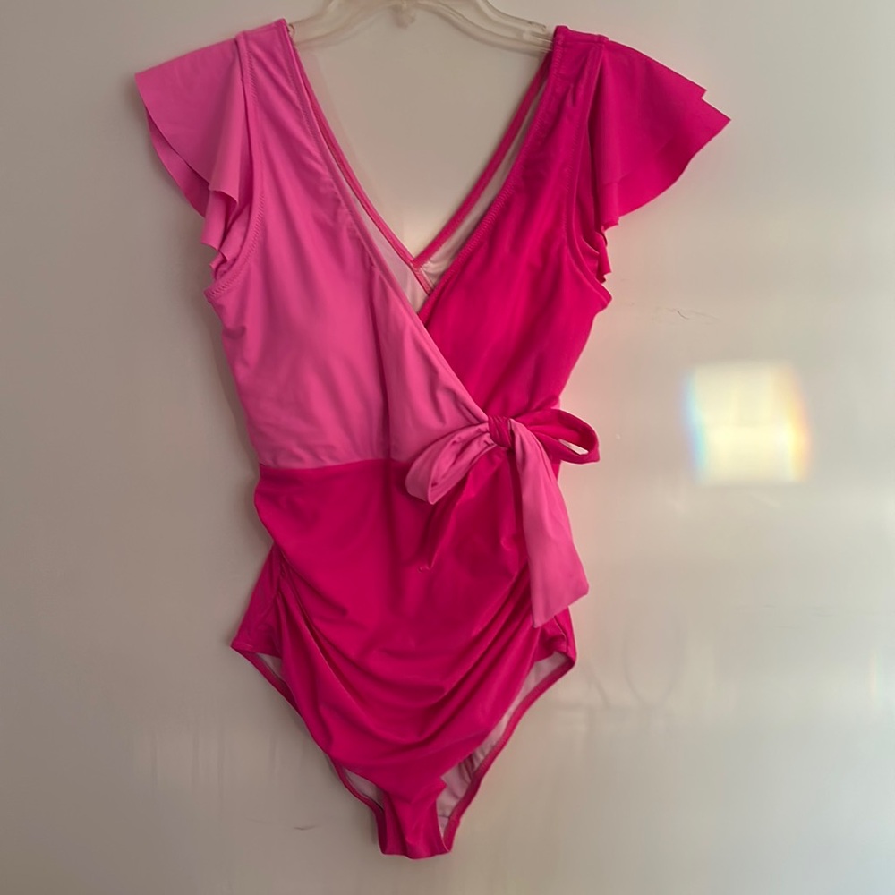 Barbie vibes Pink Ruffled Wrap Swimsuit